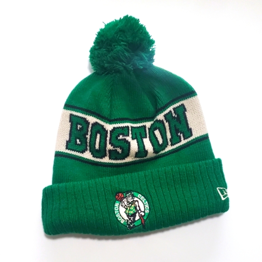 NEW ERA - Men's Boston Celtics Kelly Green Throwback Retro Cuffed Knit Hat
